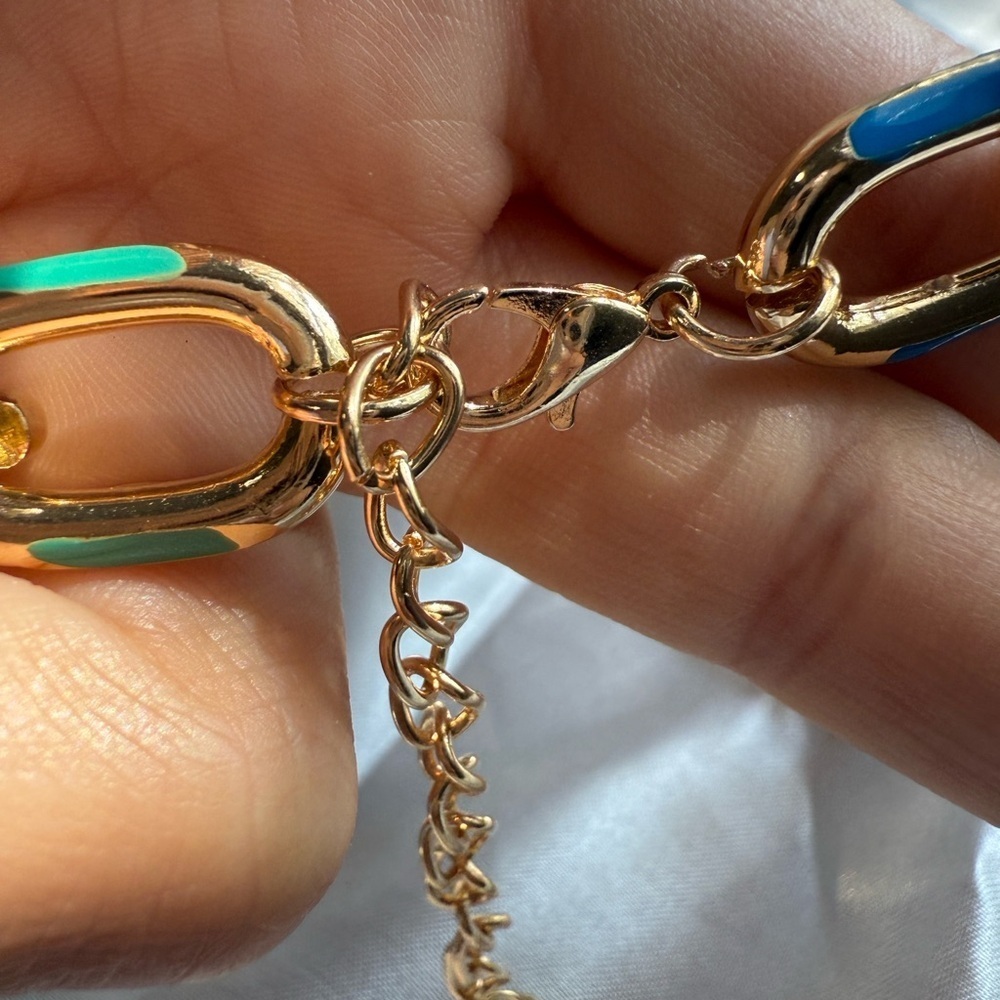 Colorful Gold Chain Necklace and Bracelet Set - Picture 10 of 16